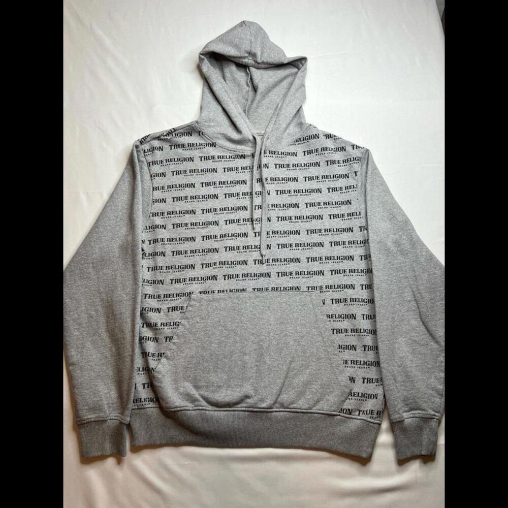 True Religion Mens Loungewear All Over Print Pullover Hoodie Sz Medium